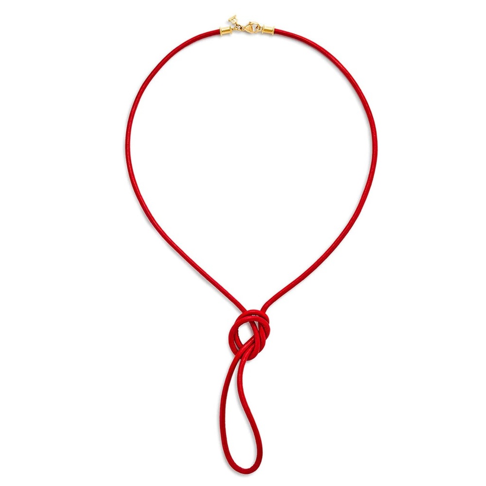 Temple St Clair 32" Red Leather Cord Necklace